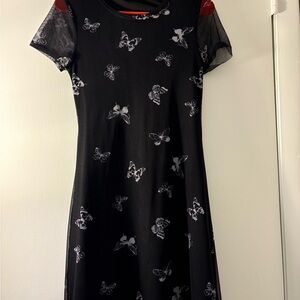 Rue21 Butterfly Mesh Dress Sheer Overlay Size S